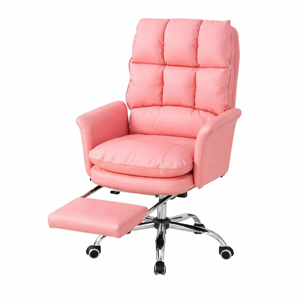 Silla de oficina con apoya pies rosa