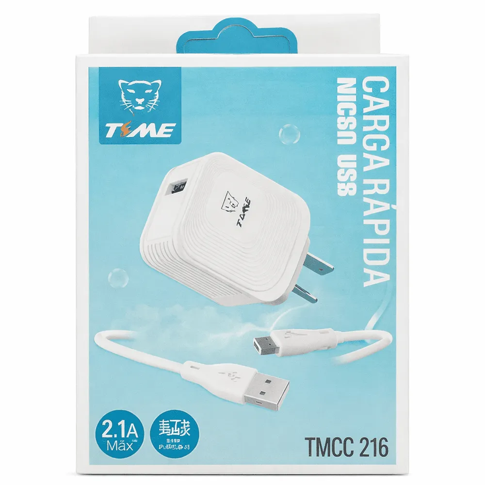 Cargador USB a con cable micro 2.1A TMCC216