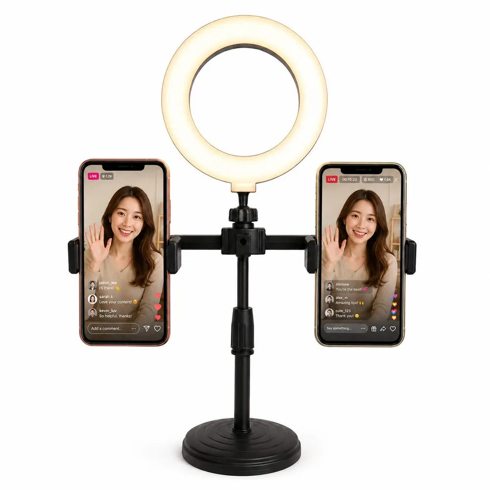 Aro de luz LED 16cm 6 pulgadas c/soporte doble KR-65168