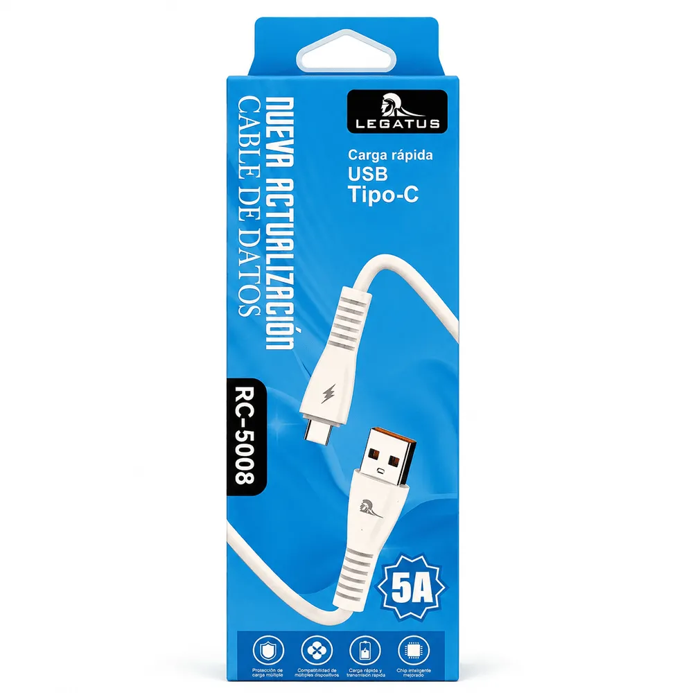 Cable de datos USB a tipo C 1M 5A desarmado RC-5008